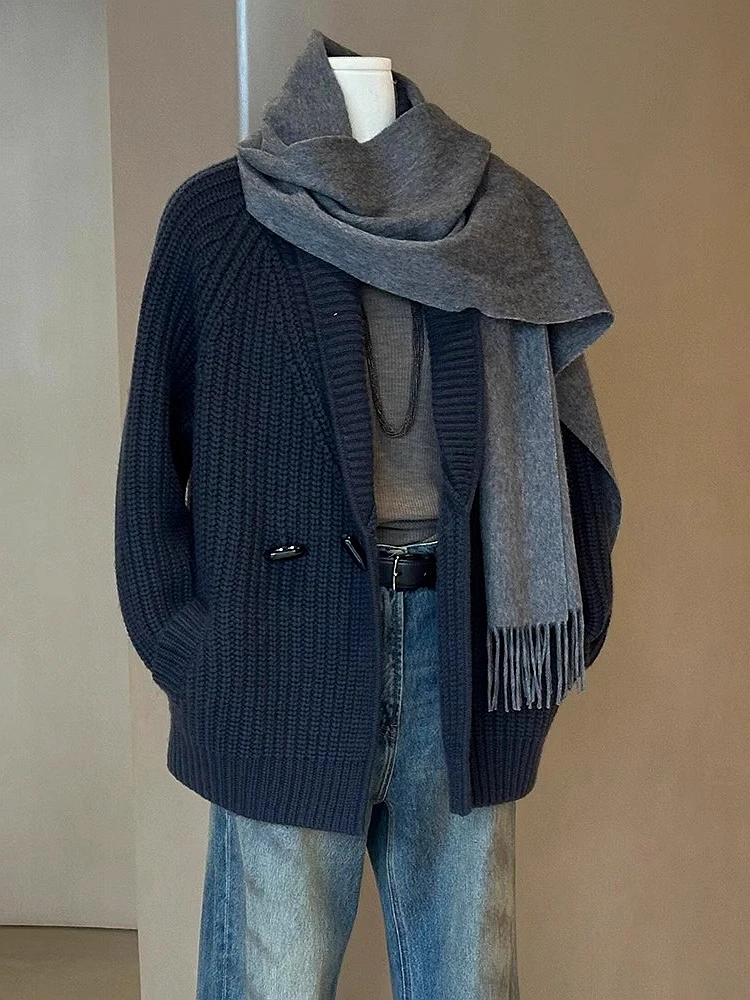 Усовершенствованный ретро ленивый стиль модный вязаный кардиган женский осенне-зимний новый стиль французская уникальная супер красивая куртка