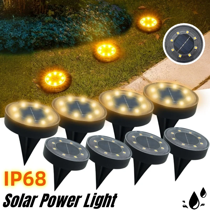 Spot lumineux LED solaire encastrable dans le sol, imperméable, éclairage d\'extérieur, luminaire décoratif, idéal pour un jardin ou un plancher,