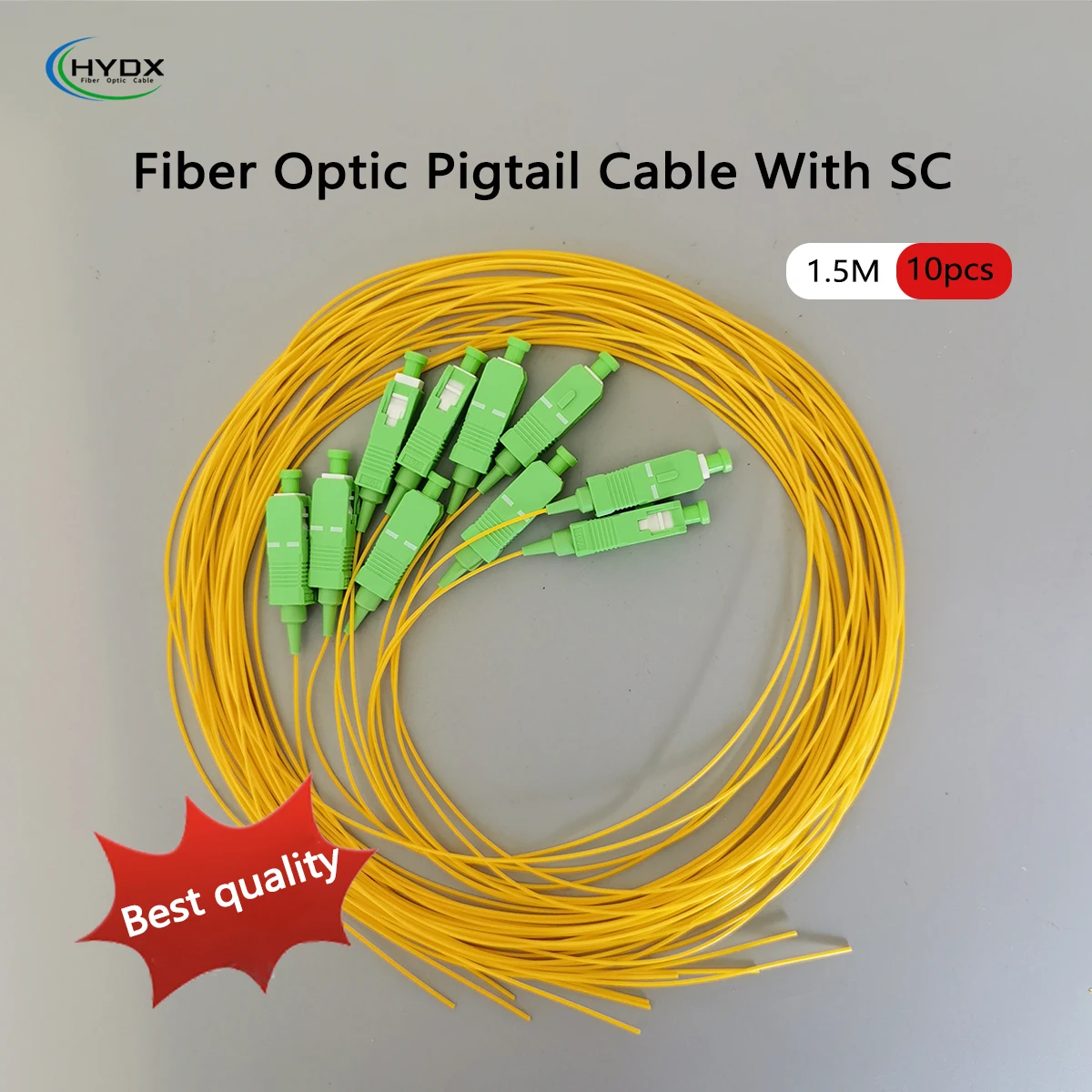 

10 Bundles SC/APC Fiber Pigtail Single Mode Simplex 9/125μm 1.5m 0.9mm Indoor FTTH Fiber Optic Network Pigtail Extension Cord