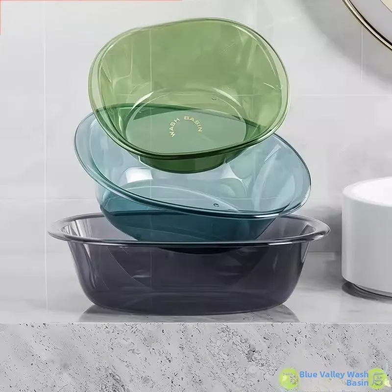 

Large Size Oval Thiened Plastic Basin Bathing Footwaing Laundry Basin Household Tool Batoom ential Fly Blue Valley
