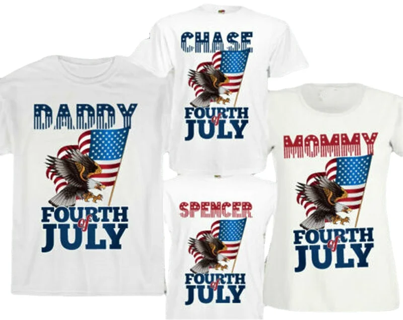 4th of July Eagle American Flag Patriotic T- Shirt Cotton Family Matching Outfits Dad Mom and Kids 2020 Independence Day T Shirt