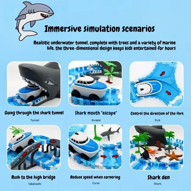 Creative Ocean Orbital World Educate Kid Set Toy Bendable Flexible Racetrack Ocean Electric Boat Toy Gift For Children Kids