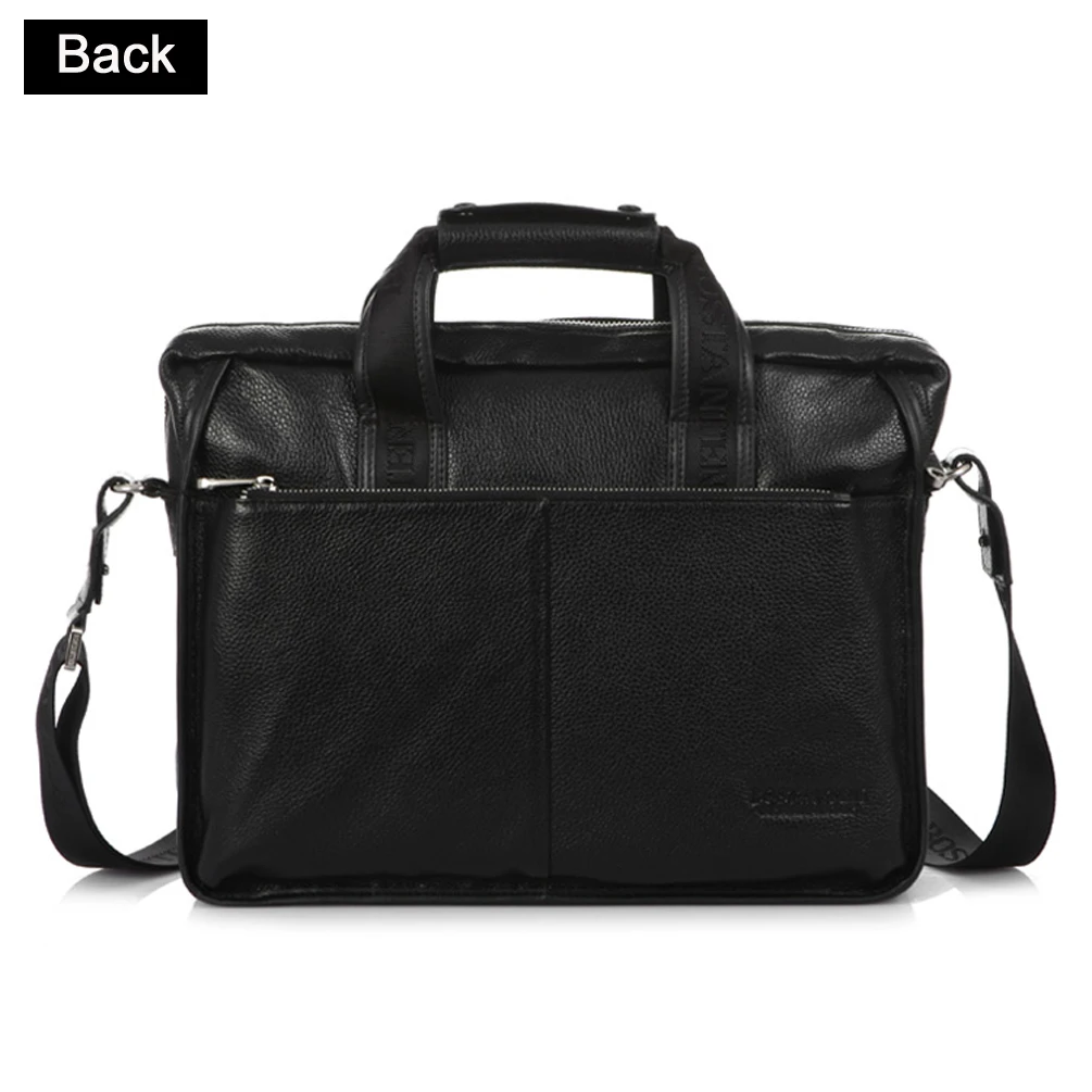 Fashion Genuine Leather Men\'s Briefcase Tote Business Bag Leather Laptop Bag Attache Case Shoulder Bag Crossbody Bag Black Brown