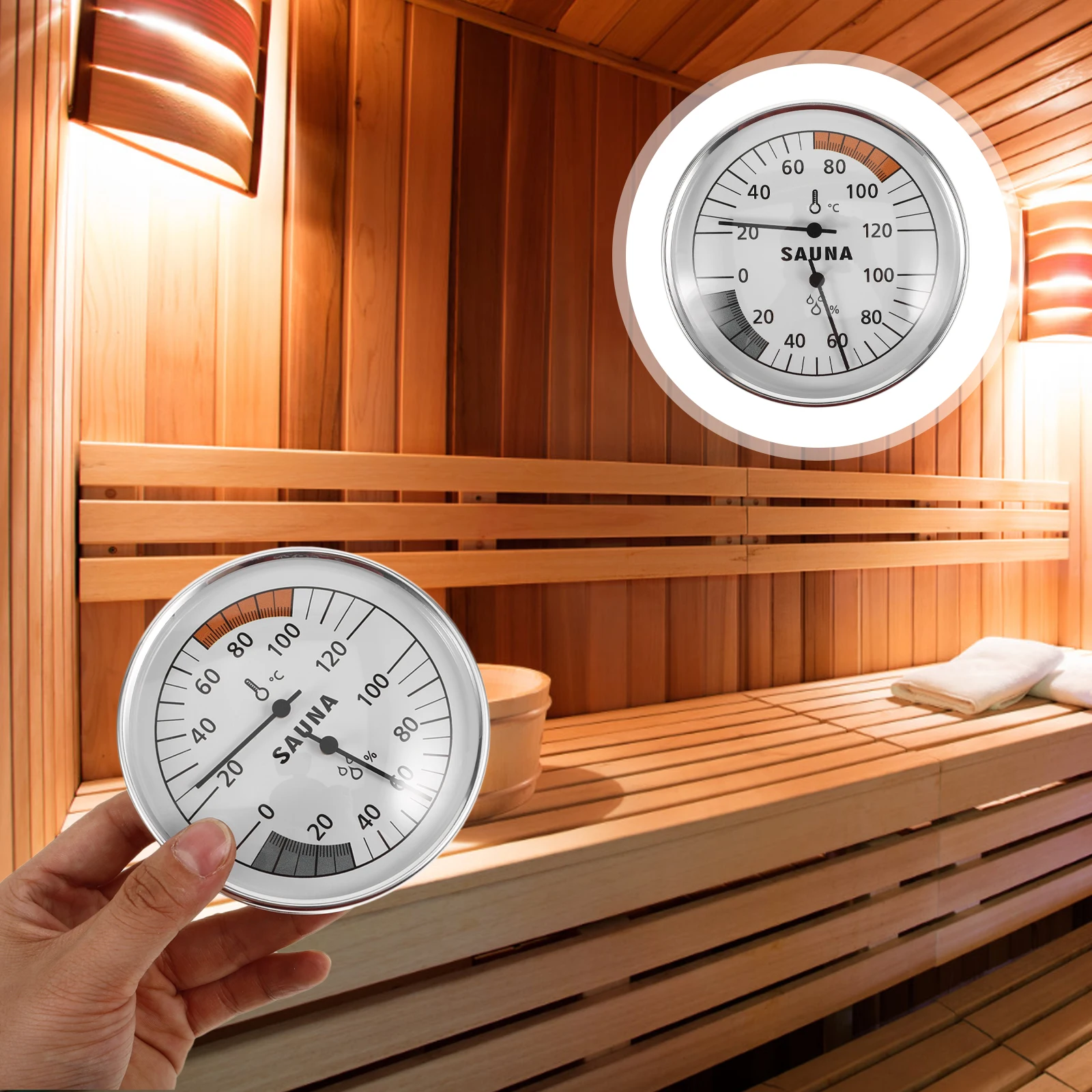 

Simple Thermometer Miss Humidity Stainless Steel Thermostat Sauna Temperature Gauge Hygrometer