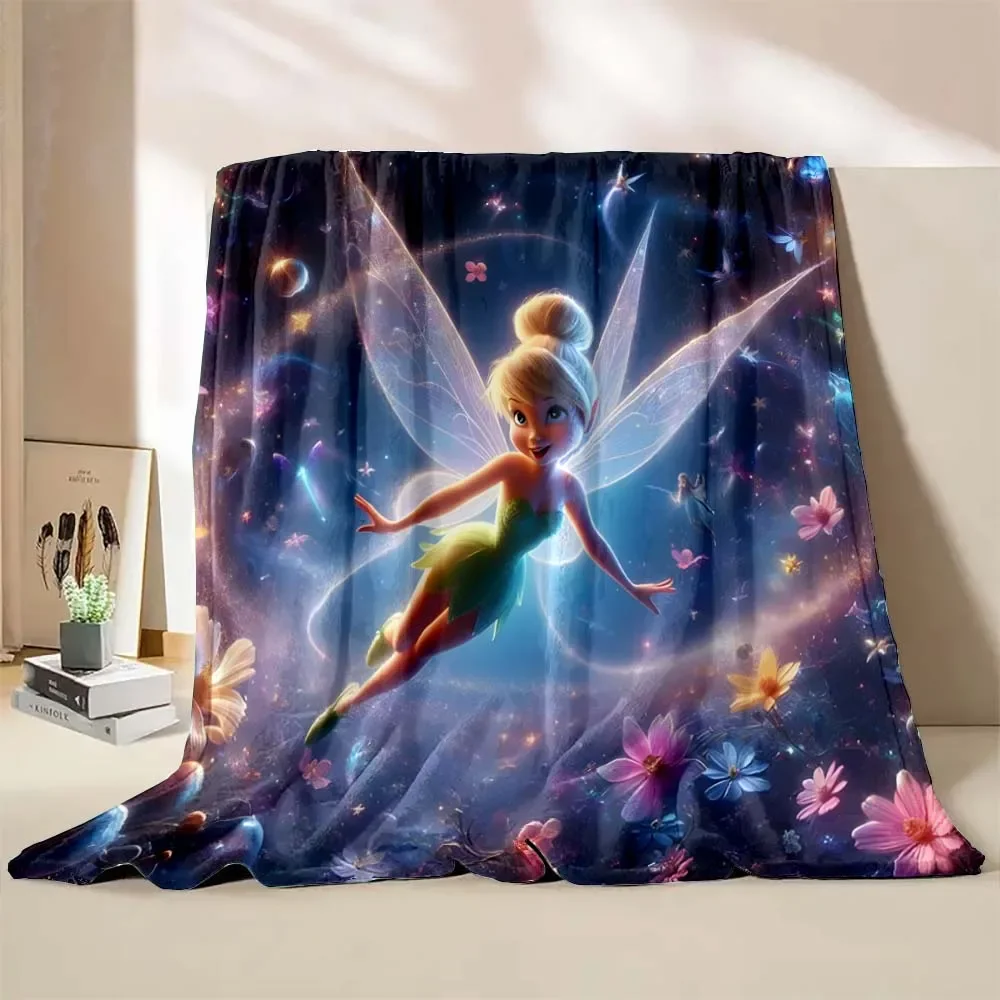 6 Sizes Disney Tinker Bell Printed Blanket Kids Adult Blanket Soft and Warm Bedding for Bed Sofa Outdoor Travel Cover Blanket