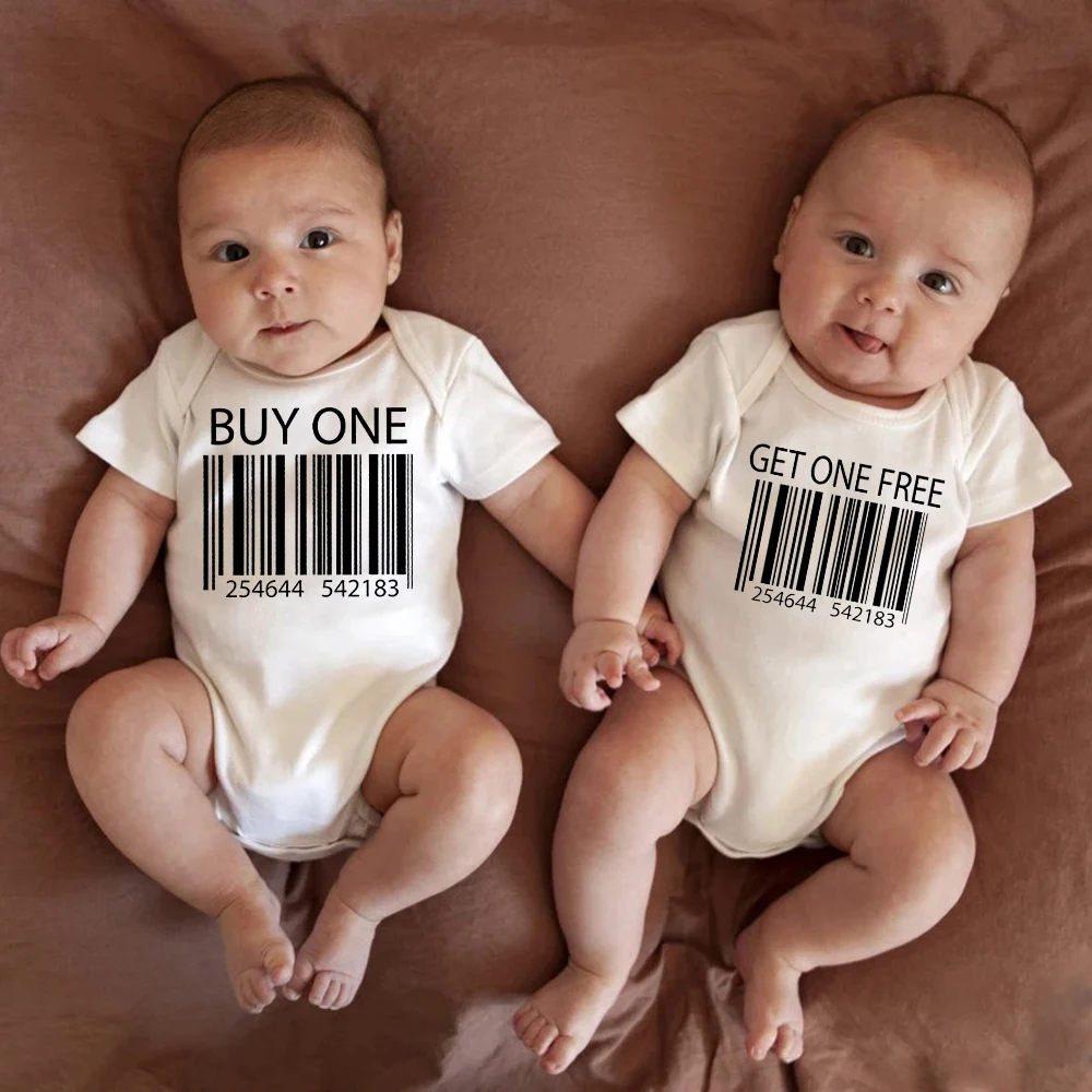 

Buy One Get One Free Twins Fun Cute Baby Boys Bodysuits Summer Short Sleeve Cotton Newborn Girls Clothes High Quality Dropship