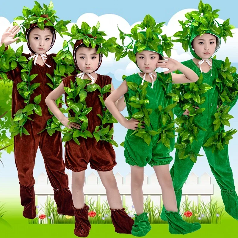 Vêtements de Performance d'Arbres Verts, Costume d'Halloween pour Enfants, Plantes Cosplay, Costumes d'Arbre de Noël, Tenue de ix