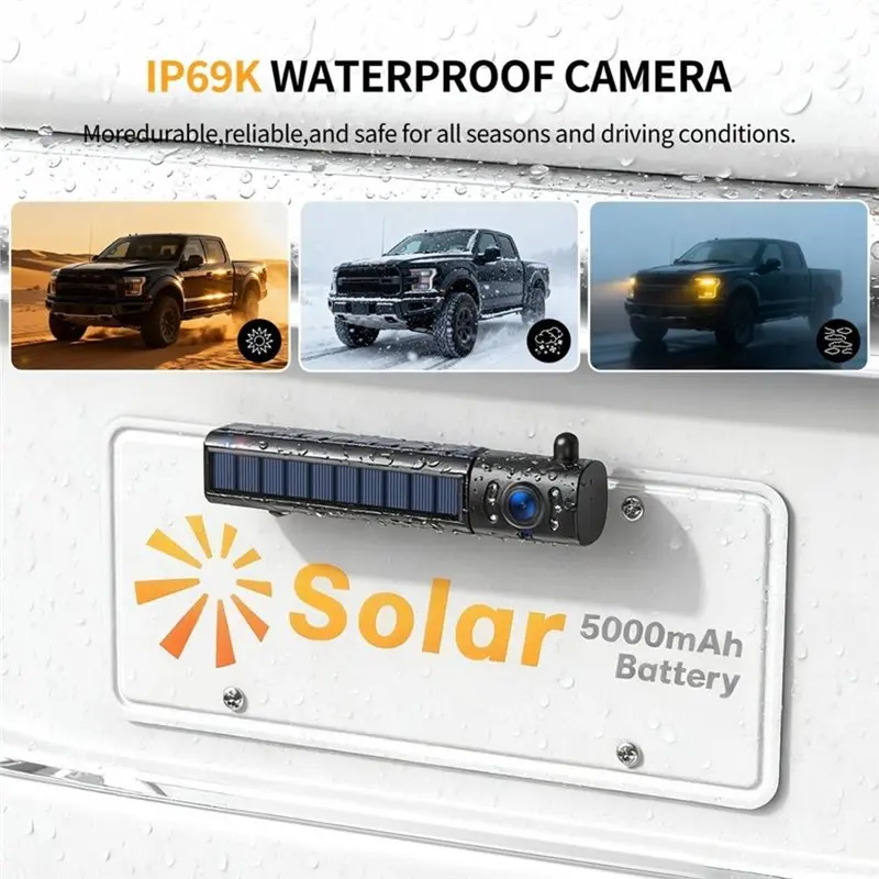 AA08-1080P Solar Wireless Backup Camera, For Vehicle Truck RV