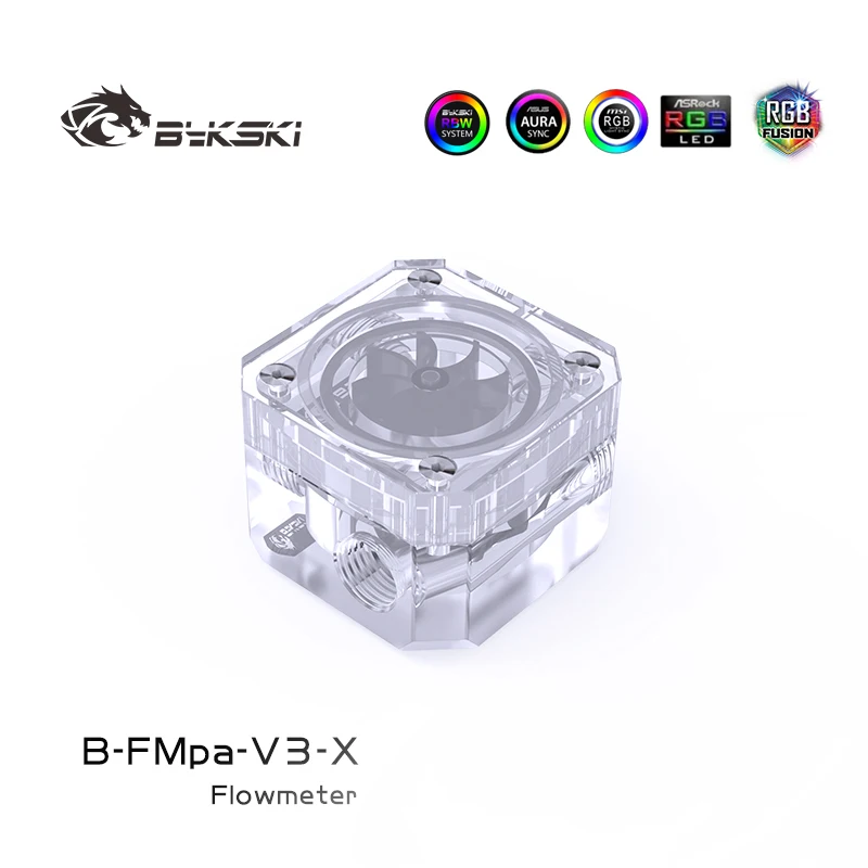 Bykski Acrylic Flow Meter G1/4 Thread Water Cooling System Coolant Filter Indicat Computer Cooler Fittings 3-Way Holes B-FMpa-X