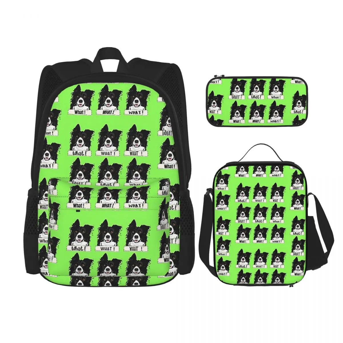 

Border Collie What Stickers And Gifts Backpacks Bookbag Students School Bags Kids Rucksack Lunch Bag Pen Bag Three-Piece Set