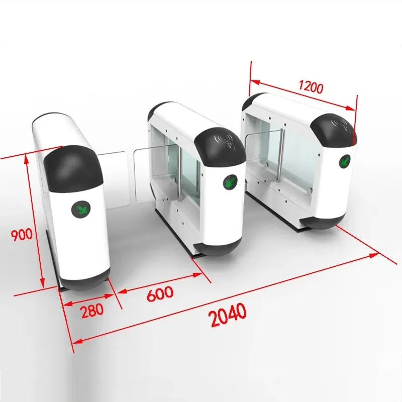 Auto Flap Barrier Gate Turnstile New Model Biometric Swing Barrier Machine for Safe Pedestrian Entrance/Exit