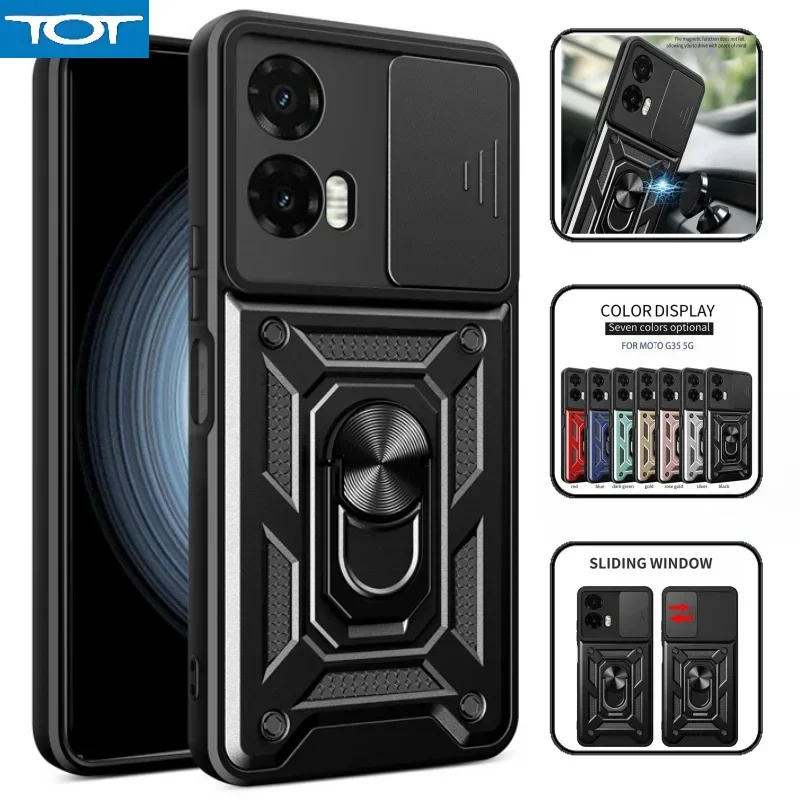 

MotoG35 5G Case Armor Shockproof Back Cover For Motorola Moto G35 5G Magnetic Ring Holder Coque Moto Rola G35 G 35 35G 2024