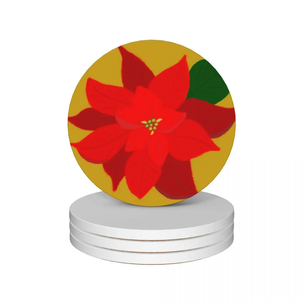 

Poinsettia Christmas Star Ceramic Coasters (Set of 4) set for drinks drinks cup holder Coasters