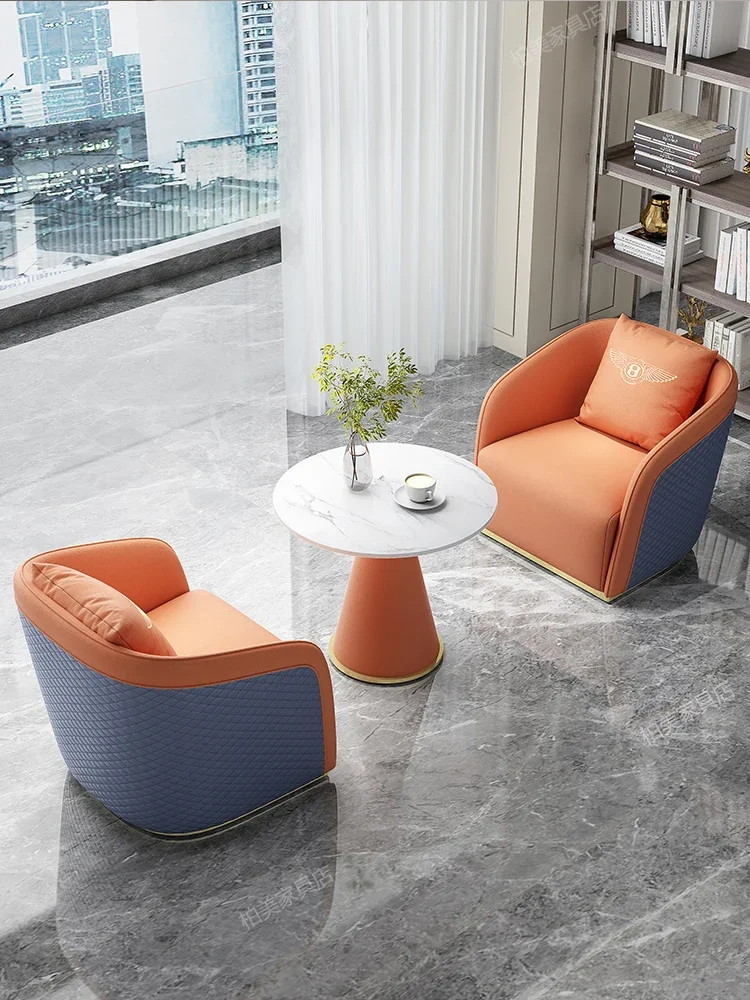 Wyj Ufficio vendite semplice Divano in pelle da lavoro Balcone Tavolo e sedia occasionali