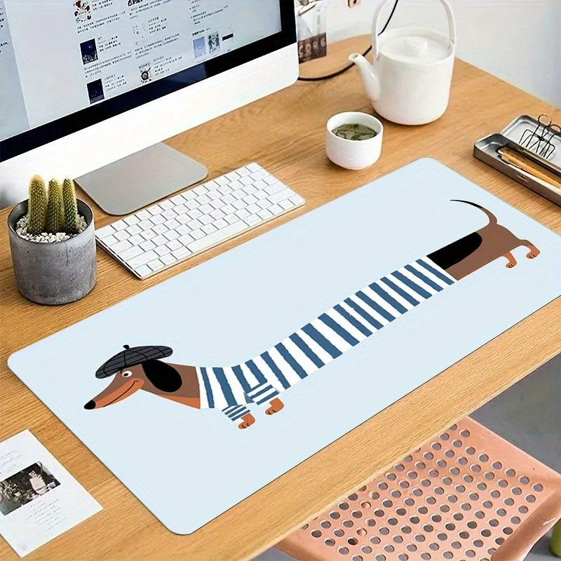 

Коврик для мыши XXL с изображением таксы, 1 шт., с нескользящей резиновой основой, для игрового или офисного ПК