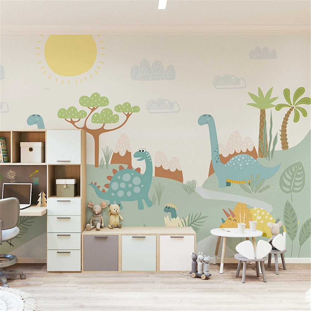 Custom Cartoon dinosaur wallpaper for children\'s room wallpaper for boys and girls\' bedroom background decoration maison decor