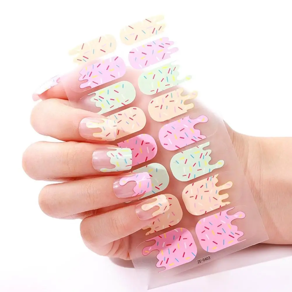 16 dicas de cobertura completa adesivos de unhas verão colorido bolinhas esmalte decoração sorvete auto adesivo arte do prego adesivo