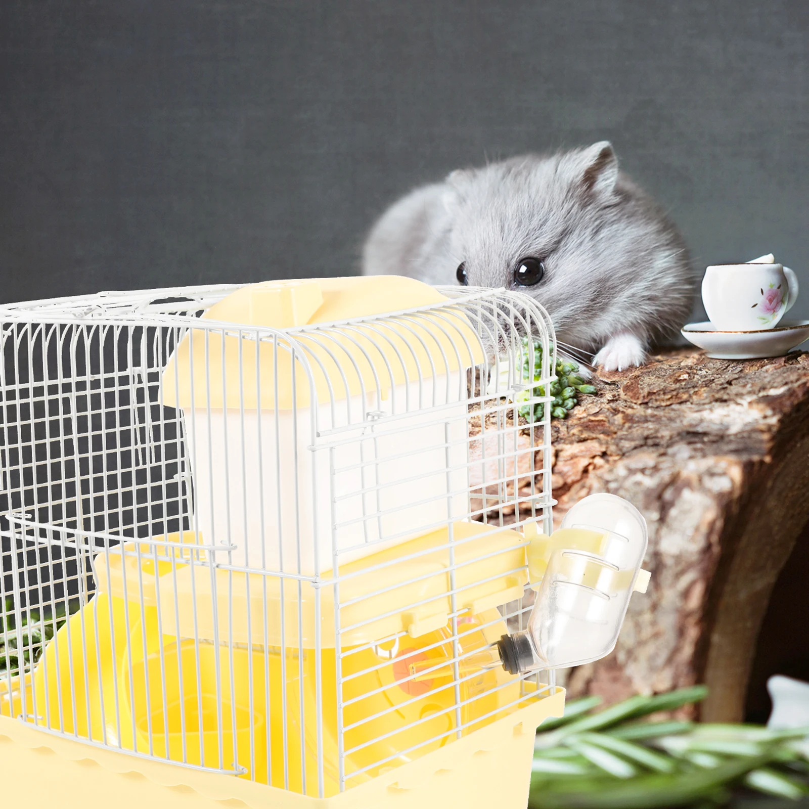 

Double Hamster Cage Yellow Castle Villa Travel Cage for Hamsters Chinchillas Rat Large House Easy Clean