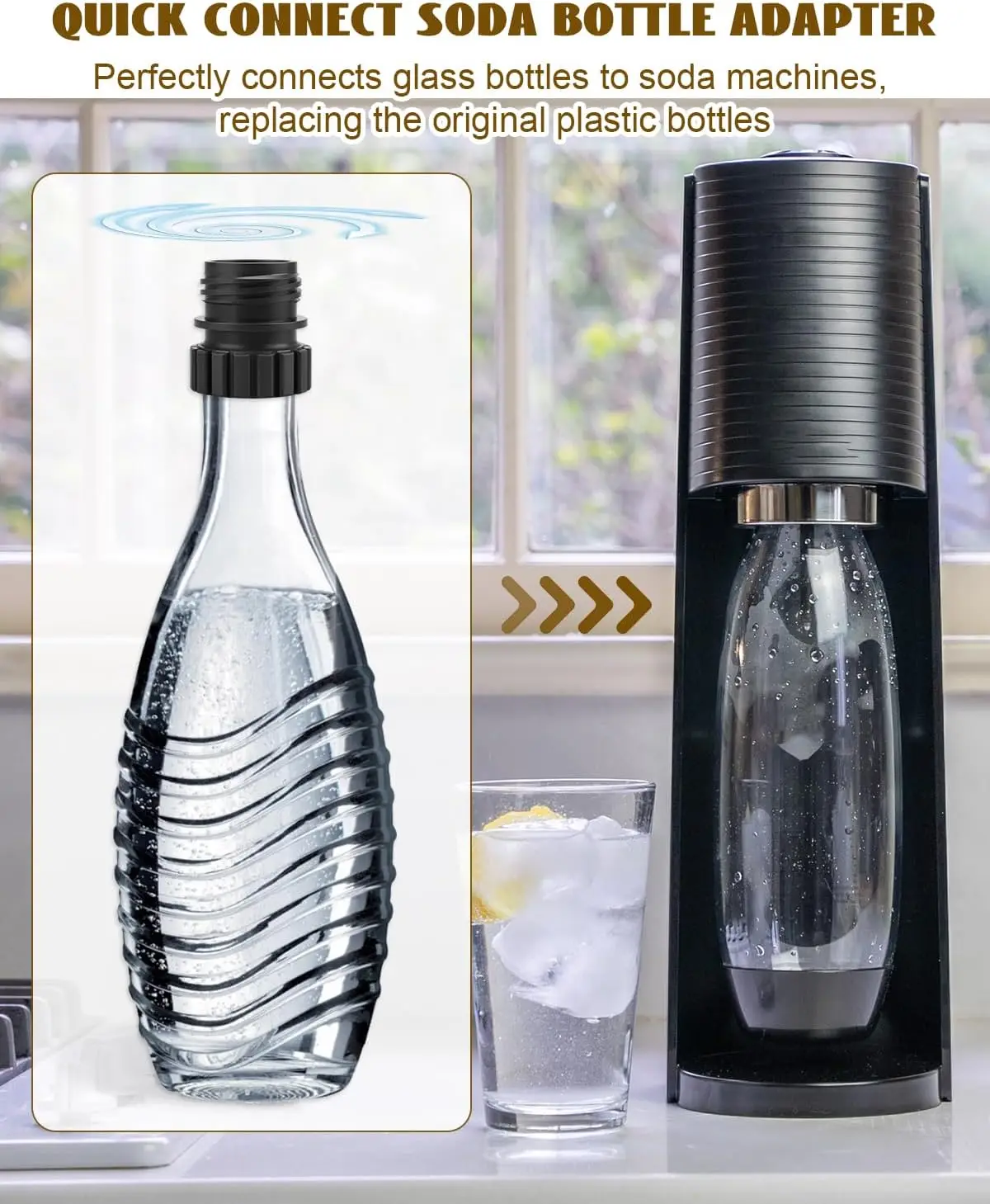 Adaptador de conexión rápida de botellas de vidrio para Soda Maker, tapa adaptadora de botella de Soda, toque Personal