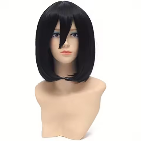 Attack On Titan -Mikasa Ackerman Short Black Straight Cosplay Wig Costume Party Anime Short Synthetic Wigs