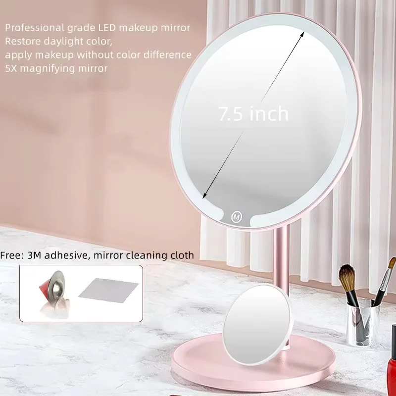 Portable LED Light Makeup Mirror Vanity Lights Compact Make Up Pocket Mirrors Vanity Cosmetic Hand Folding Led Mirror Lamp