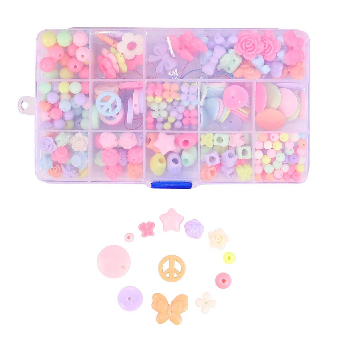 1Set DIY String Beads Set Colorful Educational Creative Handmade Loose Beads for Kids Jewelry Making