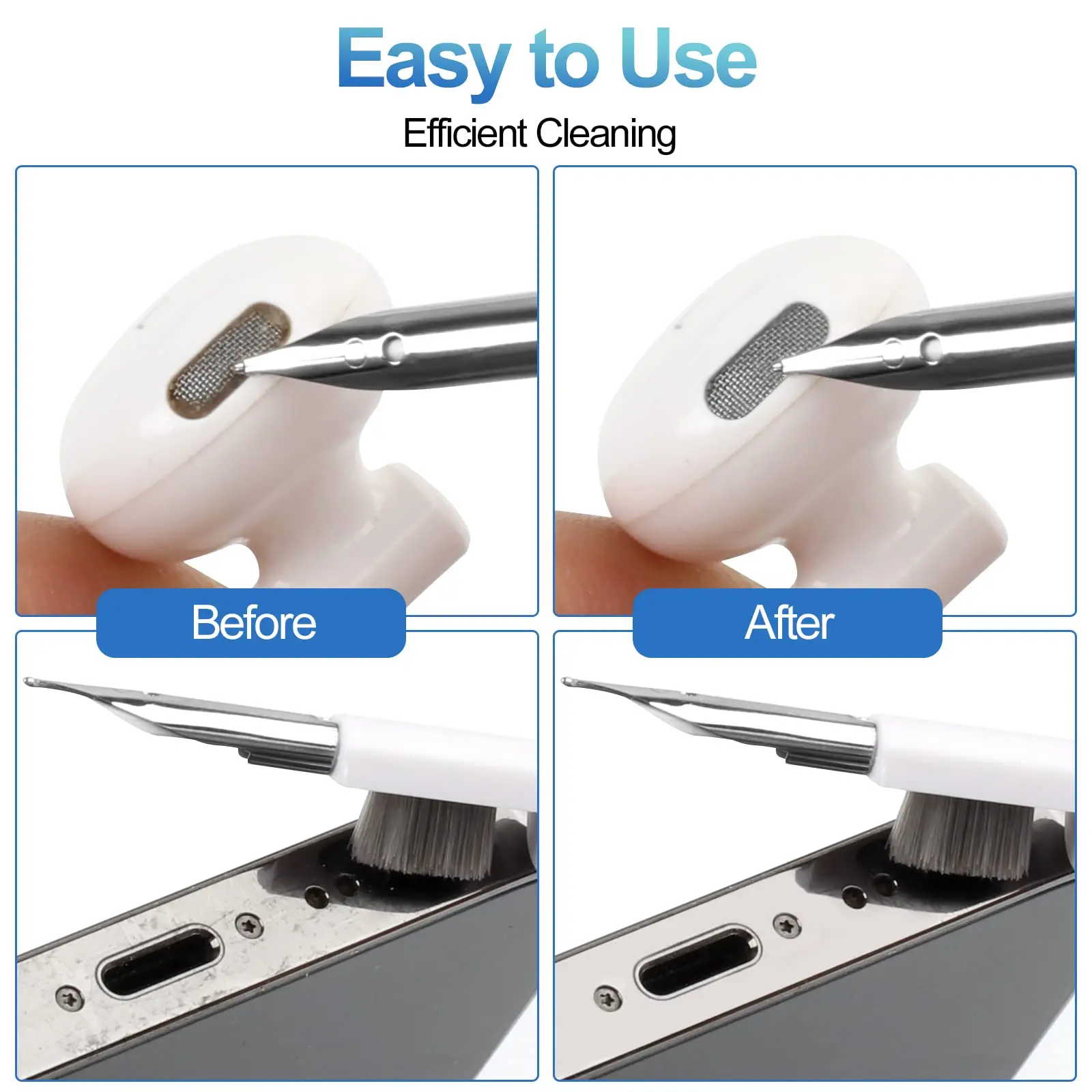 4-in-1 Bluetooth Earphones Cleaning Tool for Airpods Pro 3 2 1 Xiaomi Airdots Pro Earbuds Case Cleaner Kit Flocking Sponge Brush