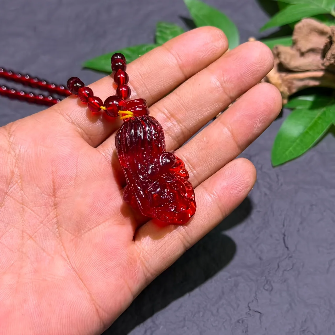 Baltic Amber Blood Bore Necklace Beeswax Hundred Fortune Lucky Treasure Pendant Necklace Sweater Chain