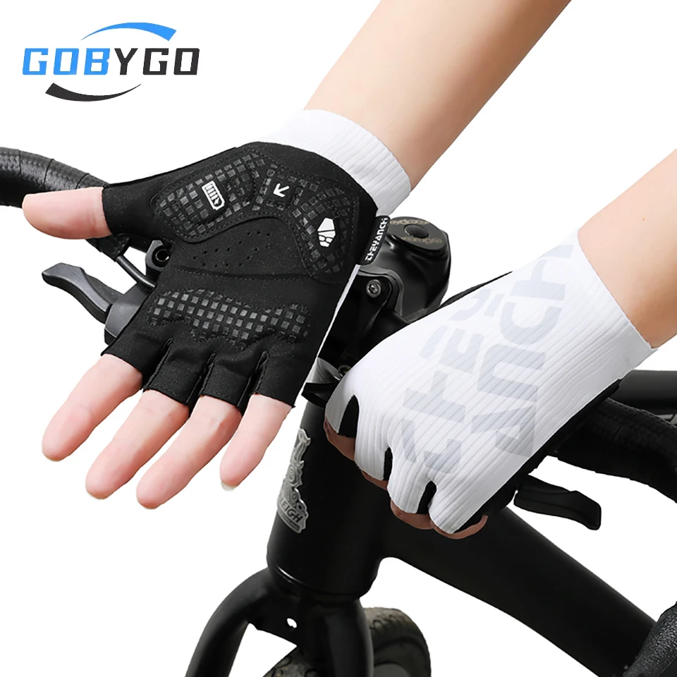 

GOBYGO Cycling Gloves Thin Breathable Non-Slip Wear-Resistant Shock-Absorbing Half-Finger Biking Hiking Fishing Outdoor Sports