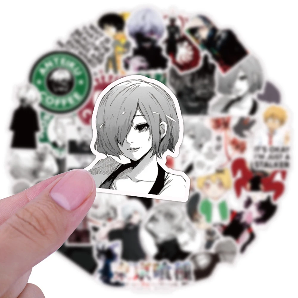 10/30/50pcs Tokyo Ghoul Stickers Cool Kaneki Ken Anime Sticker Waterproof Car Suitcase Notebook Skateboard Touka Rize Decal Toy