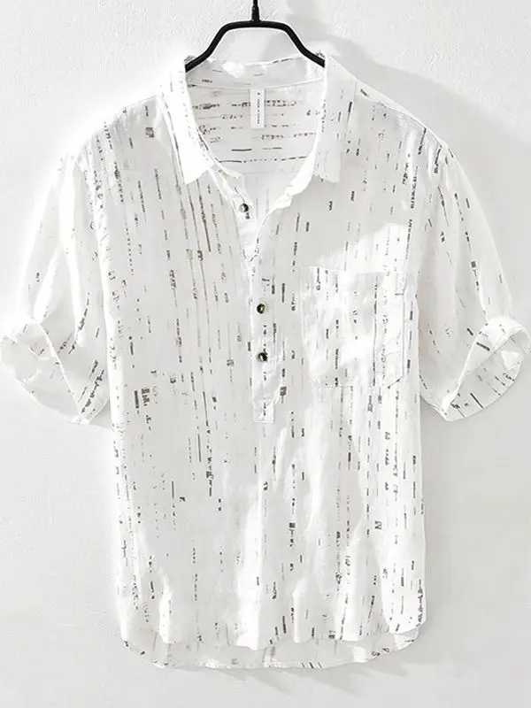 

Loose Fit ort Sve Men's irt Summer Thin High-End Feeling plus Size Fat Man f Sve irt Oversize Outerwear