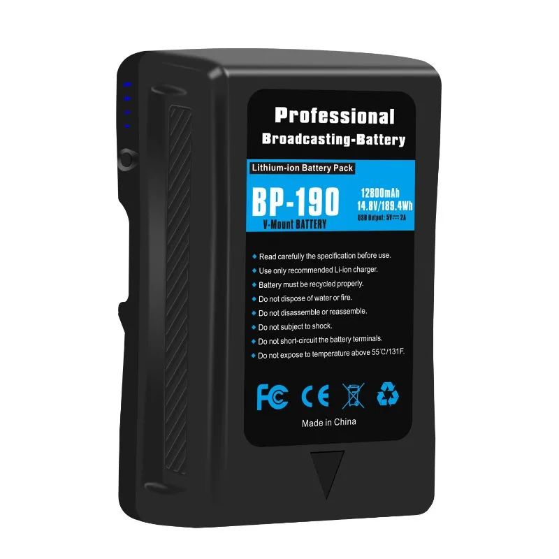 BP-190 14.8V 12.8Ah Lithium-ion Battery for Sony Camera Broadcast LED Video Light Replace The Rechargeable BP-190V-Mount Battery