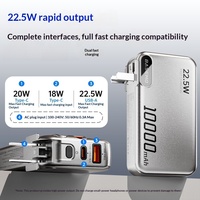 10000mAh Three - in - One Power Bank with Built - in Cables Is Suitable for Fast Charging of Multiple Mobile Phones and Tablets