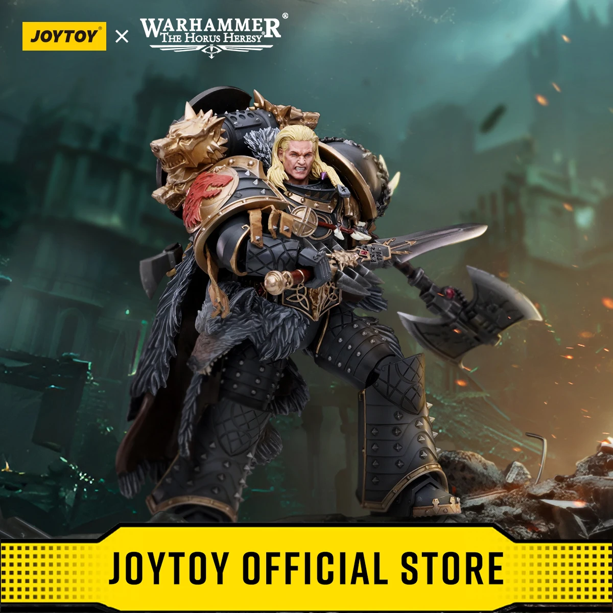 JOYTOY Warhammer 40k 1/18 شخصيات الحركة ذئاب الفضاء ليمان روس بريمارك من الفيلق السادس