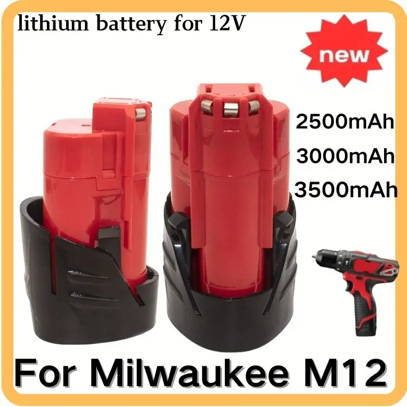 12V 2.5Ah / 3.5Ah Li-ion Battery for Milwaukee 12V Tools M12 12V M12B6 XC 3.5Ah Cordless Drill Lithium-Ion Batteries 48-11-2402