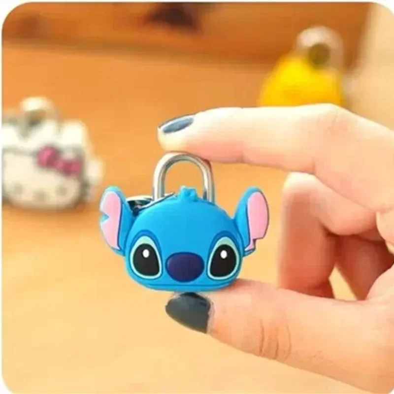 Disney Stitch Cartoon PVC Doll Lock Metal Mini Padlock Creative Cute Safety Anti-Theft Luggage Lock Children's Gift