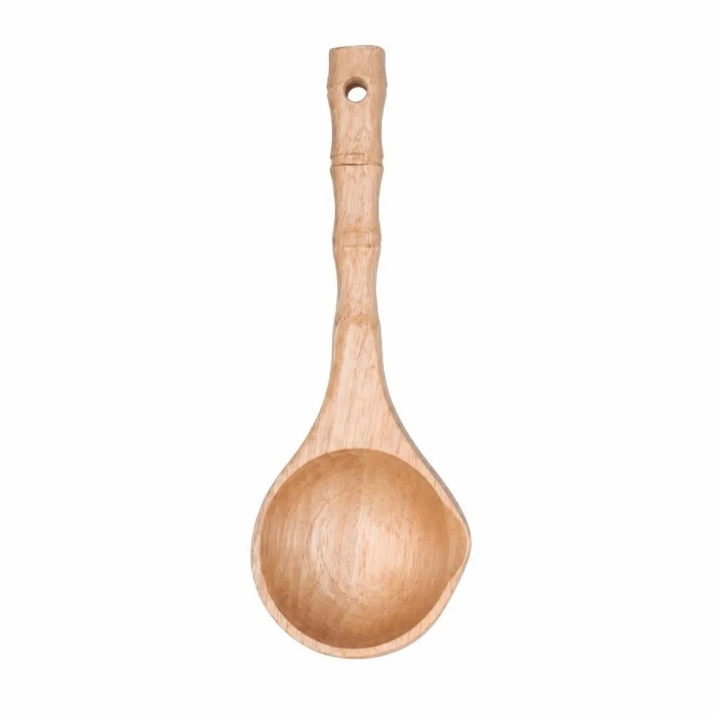 Solid Wood Spoon Bamboos Joint Segmented Smooth Polished Soup Spoon Practical Wood Grain Texture Cooking Tool Food Serving