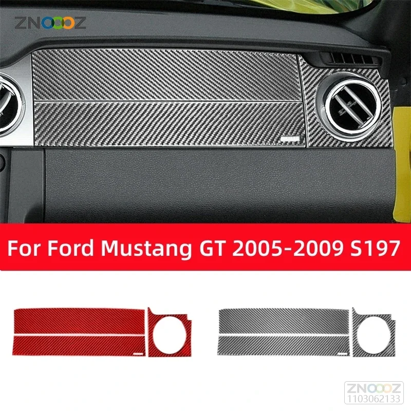 

For Ford Mustang GT 2005-2009 S197 Accessories Carbon Fiber Car Copilot Instrument Panel Trim Cover Vent Decor Frame Stickers