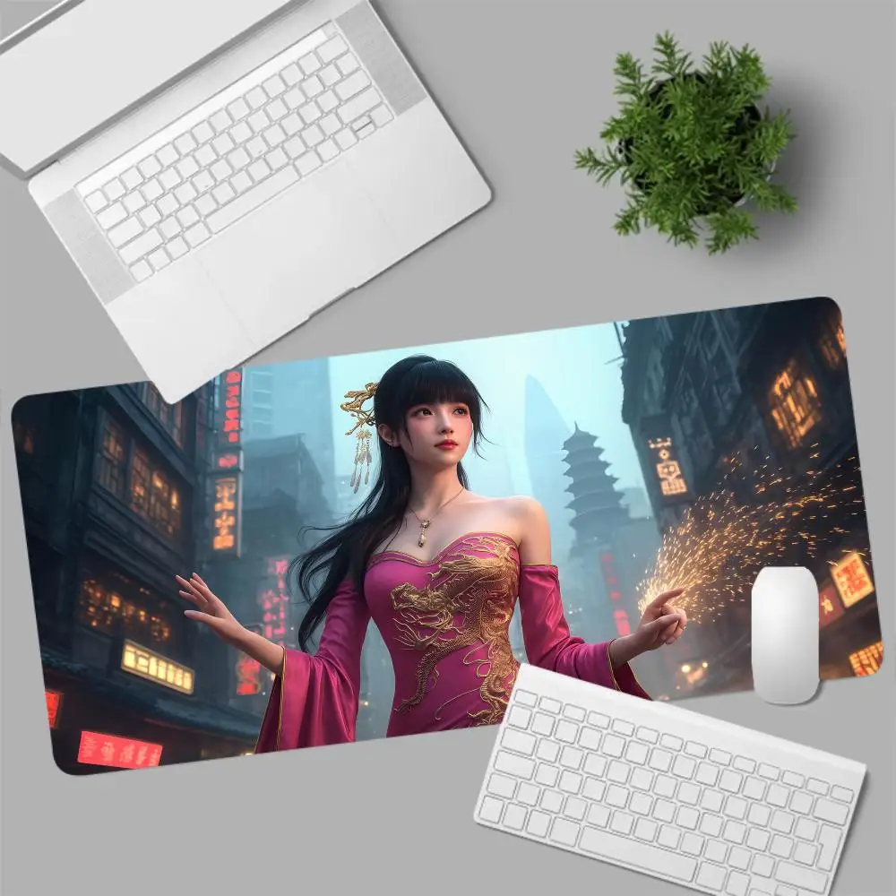 Cheongsam Beauty Rubber Mouse Pad Game Player Accessories Girls Large XXL Mouse Pad Rubber Desk Pad Computer Pad
