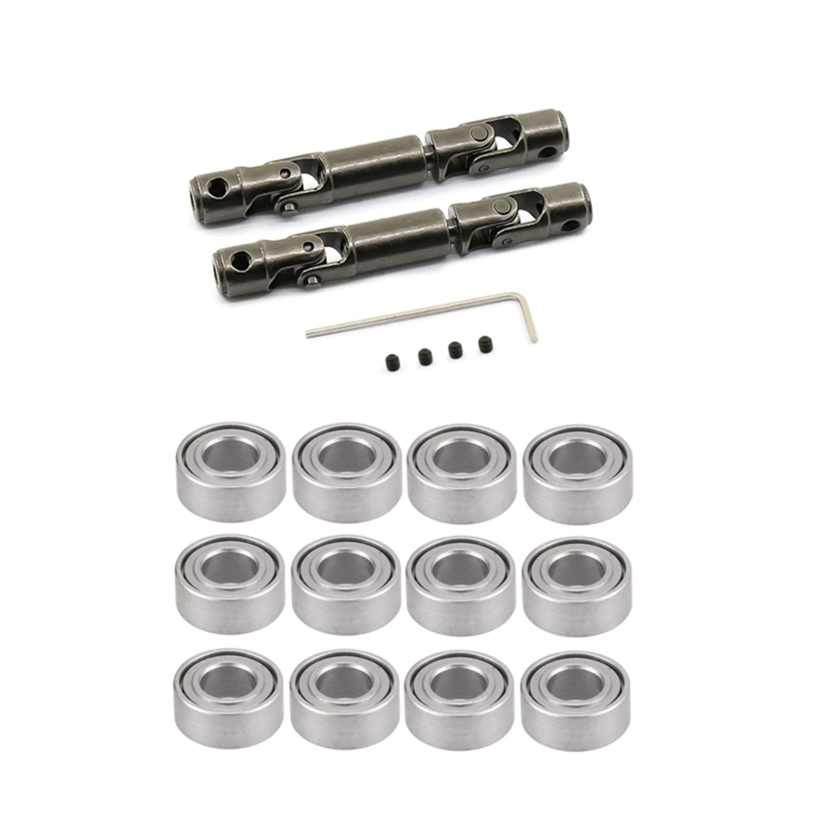 Stilvolle-2PCS Metall Antriebswelle Für WPL 1/16 B14 B14K B16 B16K MN90 MN90K MN91 Titan & 12PCS Stahl Lager 3X6x2mm