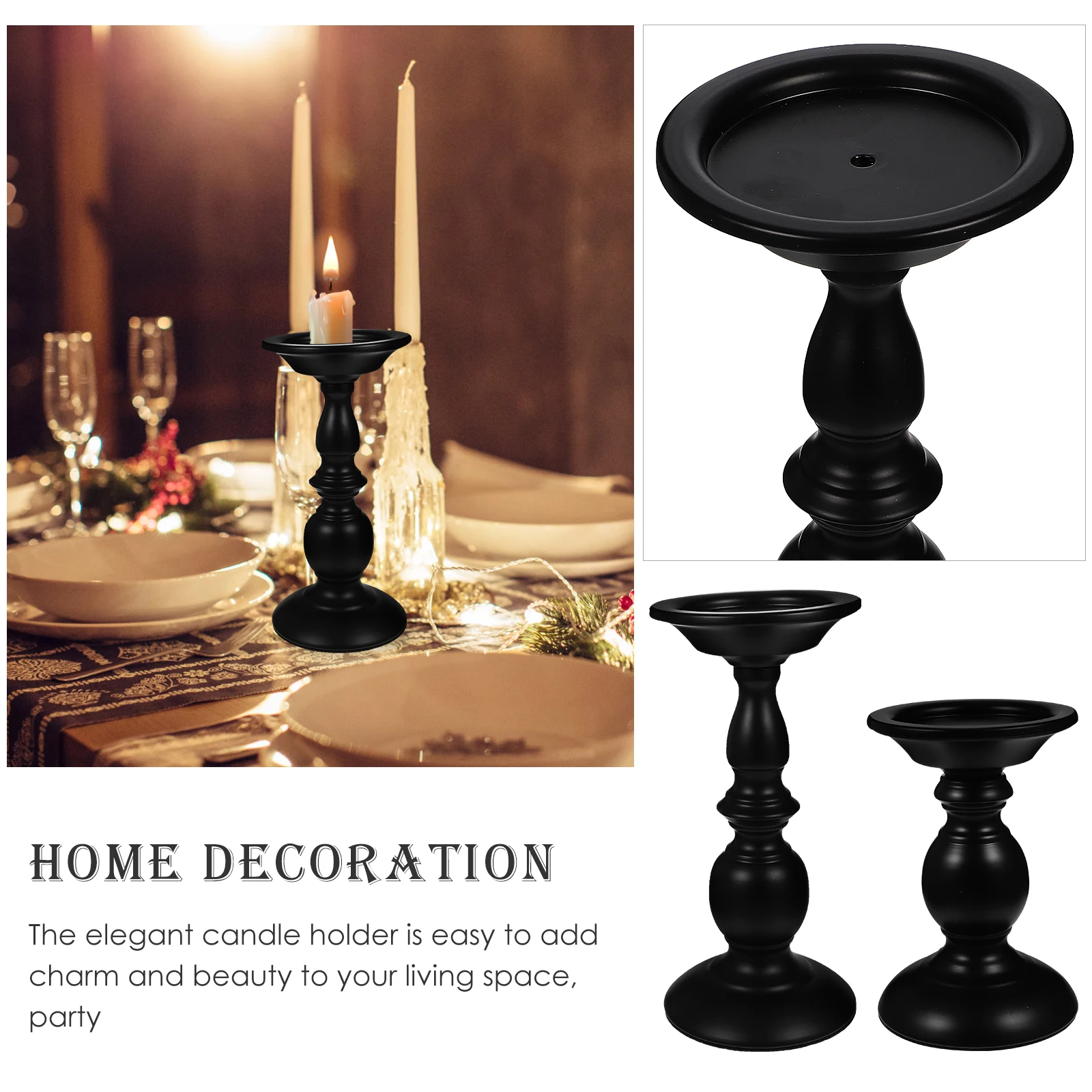 

2pcs Vintage Candlestick Retro Taper Decorative Stand Desktop Holder Wedding Decor Creative Candleholder Christmas