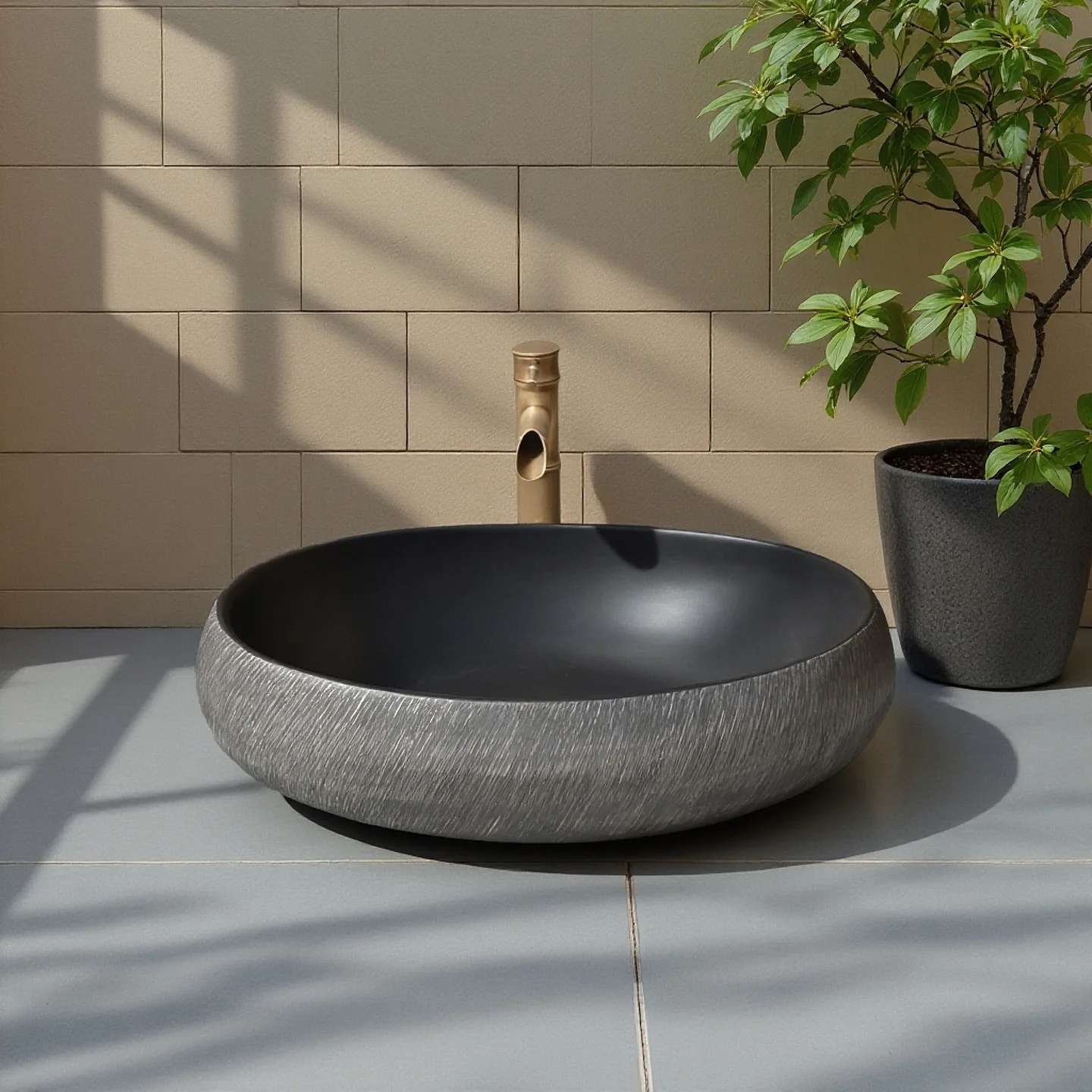 Chinese ceramic wash basin, Jingdezhen high temperature ceramic handmade texture basin, Chinese wind table basin