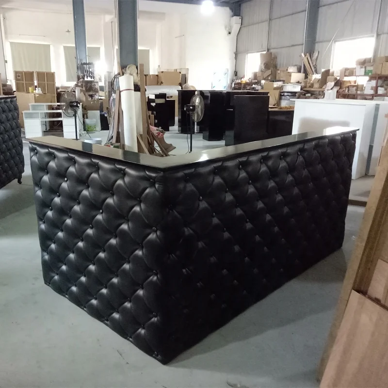 Foshan Factory L Shaped Modern Black Salon Front Reception Desk For Sale