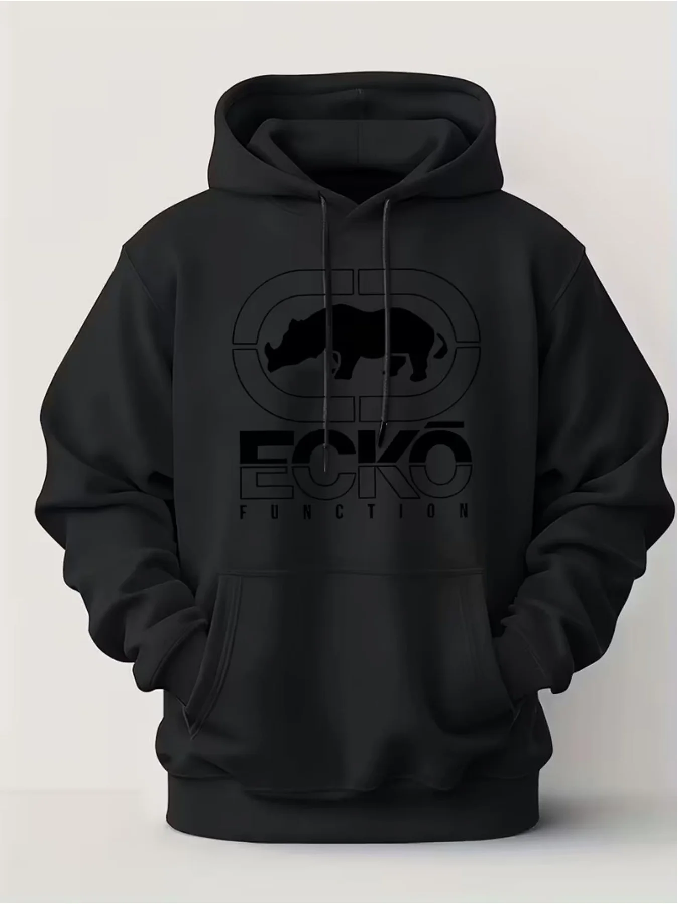 2026 Men'S Hooded Sweatshirt, Rhino Print FUNCTION Casual Sport Trendy Loose Fit Streetwear, Soft Comfortable Unisex Pullover Hoodie for Autumn Winter