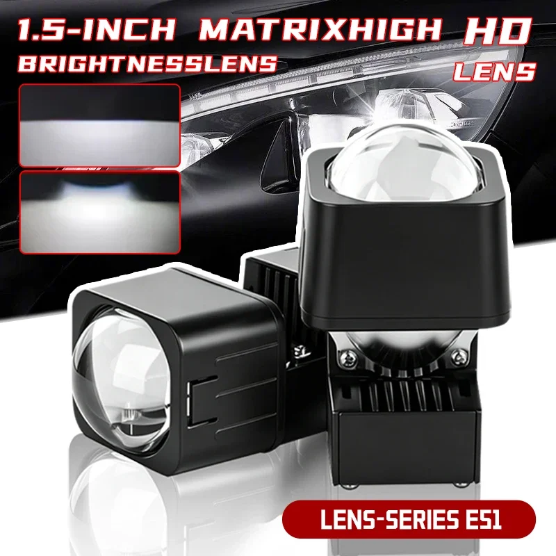 1/2/4PCS 1.5 Inch Matrix Bi LED Mini Projector Lens 80W 10000LM 6000K High Low Beam Car Motorcycle Headlight Retrofit Lamp 9-12V