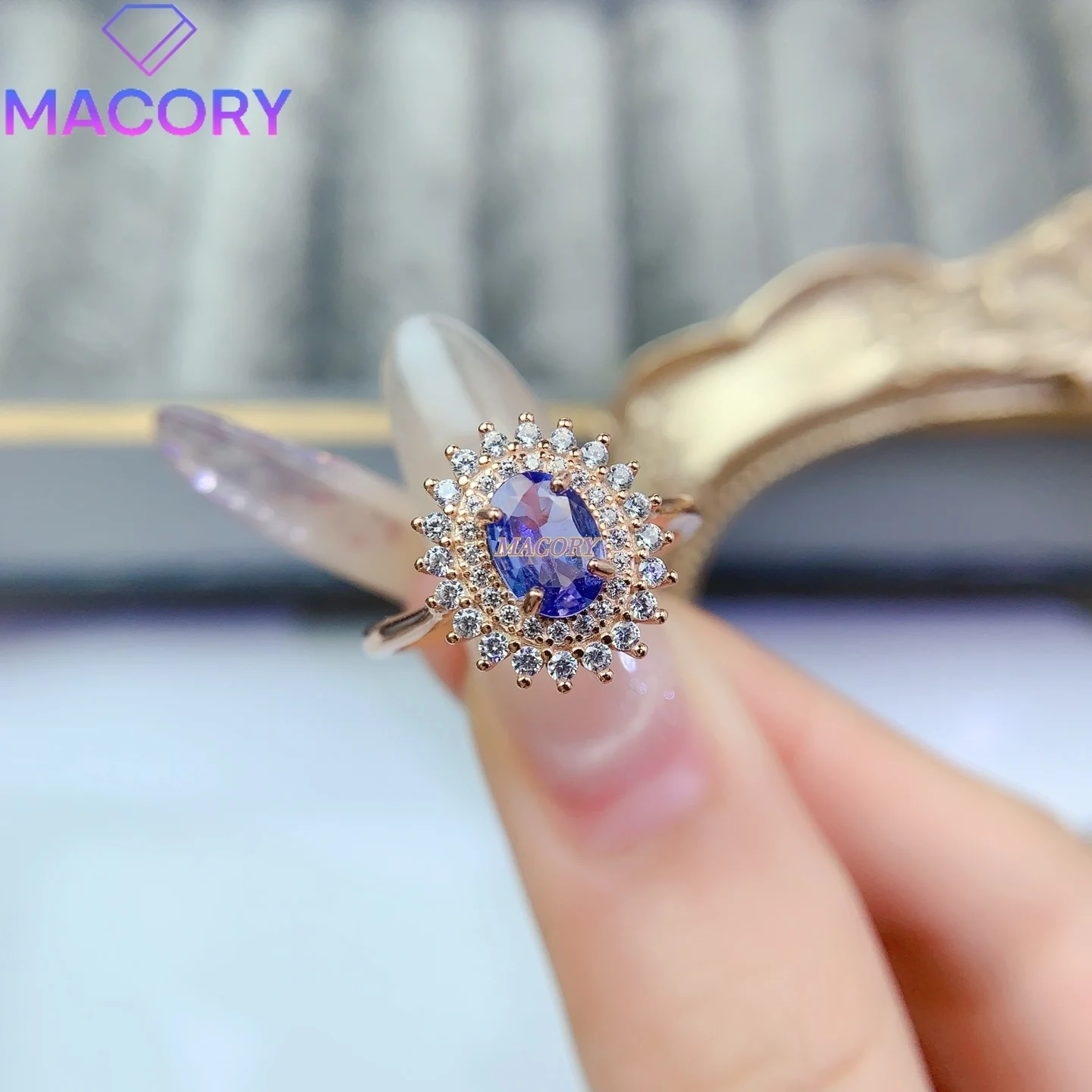 

New natural tanzanite ring for women 925 sterling silver finely crafted suitable for wearing on various holidays 5x7mm