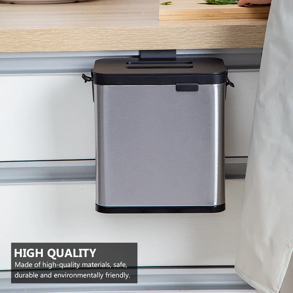 

1 шт. настенное мусорное ведро из нержавеющей стали для кухни, водонепроницаемый контейнер для отходов, экономия места, для дома и ванной комнаты