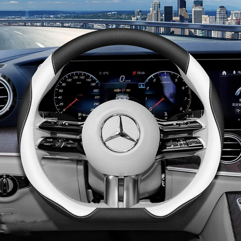 

For Mercedes-Benz GLC300L GLB220 E C Class C200 A200L E300L C260L Universal Car Steering Wheel Cover D-type Accessories Leather