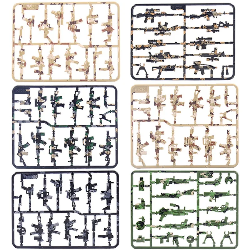 AK47 Block Printing Weapon Gun Playmobil MOC Military City SWAT Figures Mini Accessories Bricks Building Block Toys for children