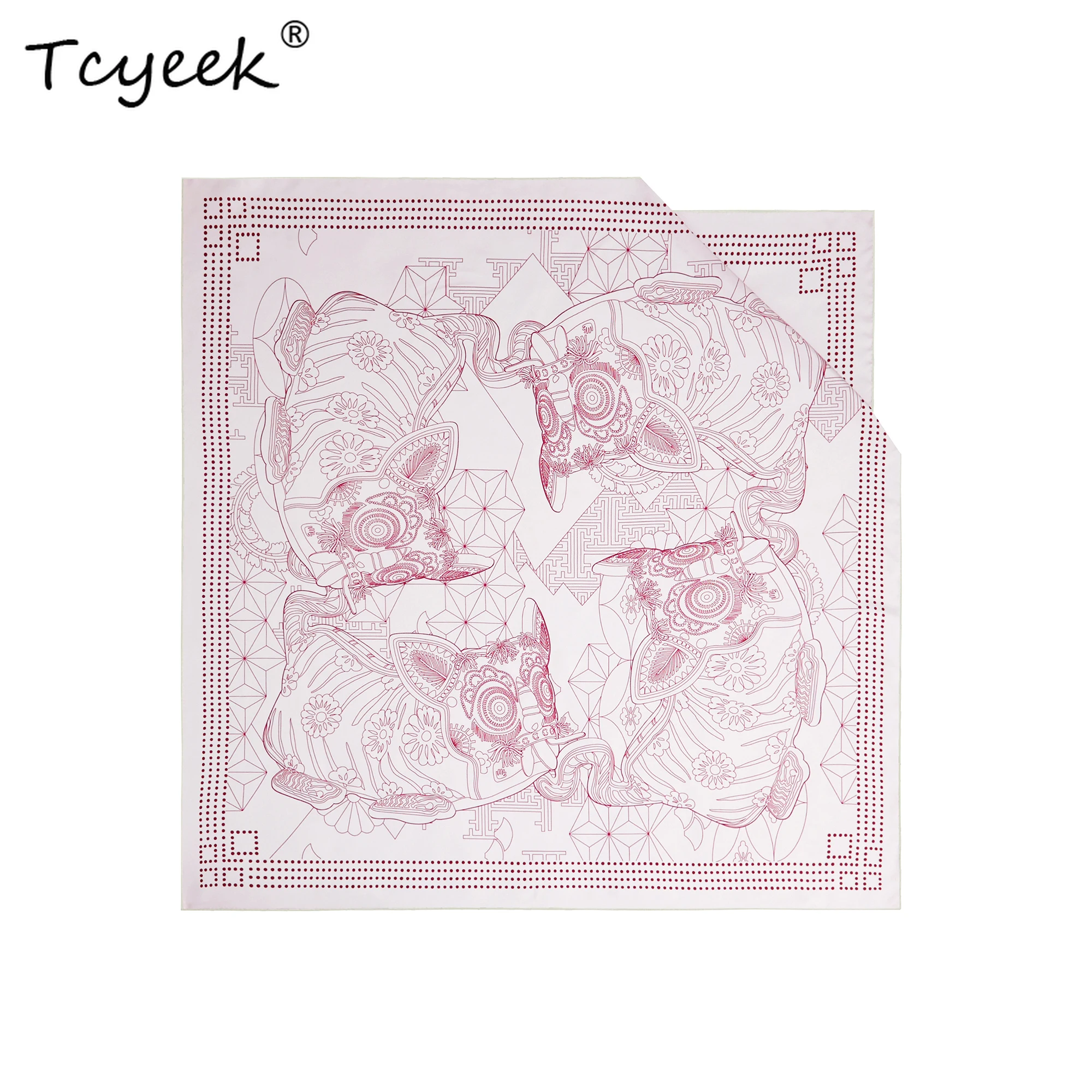 

Tcyeek, 100% шелковый платок, цветочный принт 88 см, подарок для мамы, универсальный шарф оригинального дизайна для поездок на работу, осень 2024 A462141QC